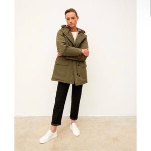EUC Comptoir Des Cotonniers Green Hooded Parka Puffer Down Winter Jacket